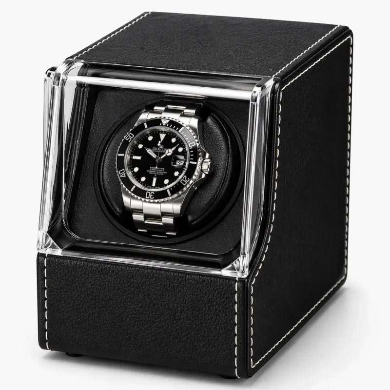 Aevitas Single Watch Winder Black Leather