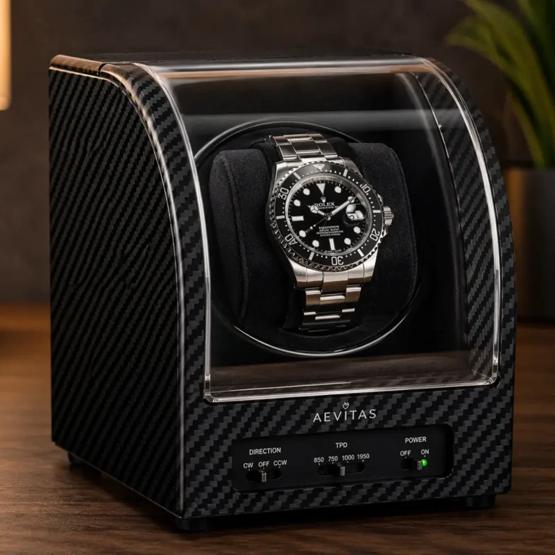 Aevitas carbon fibre automatic watch winder for luxury watches